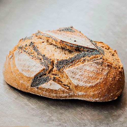 Pan de Espelta Blanco + semillas (amapola, sesamo, lino y girasol). 25% Integral, 680 – 690gr